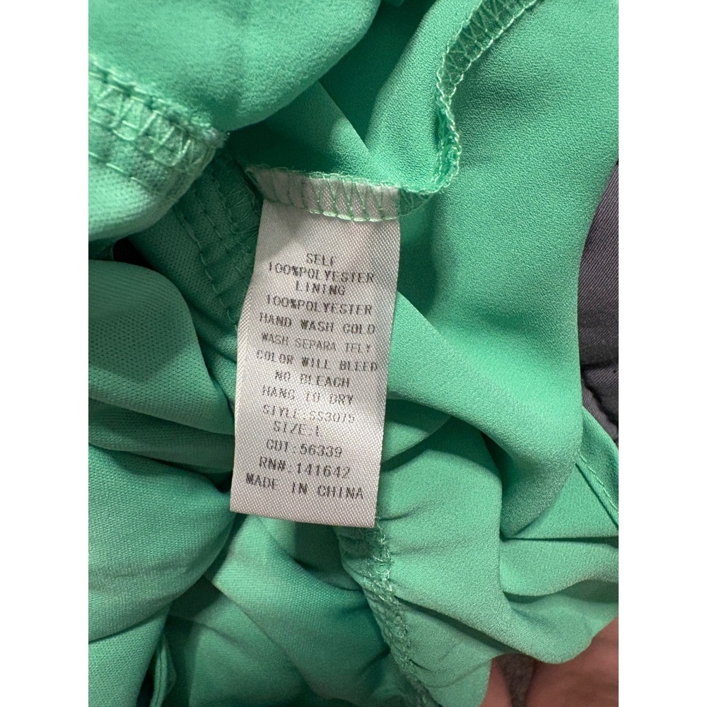 She + Sky Kelly Green Peplum Side Tie Tank Top Womens Large Adjustable Straps - Picture 4 of 5